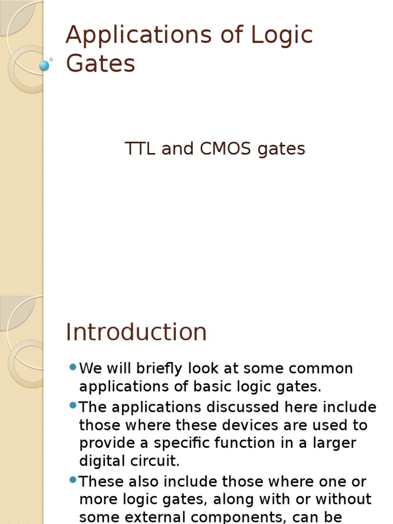 Applications of Logic Gates Cmos Logic Gate