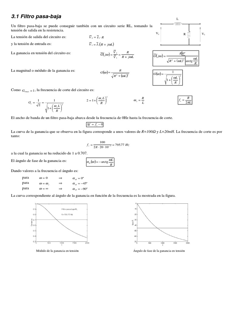 Filtro RL Pasa Bajos PDF | PDF