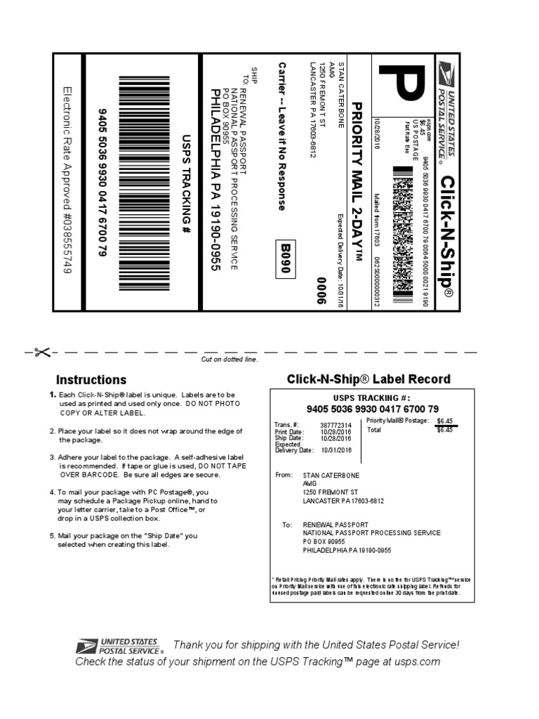 USPS Click-N-Ship Label Instructions | PDF | United States Postal ...