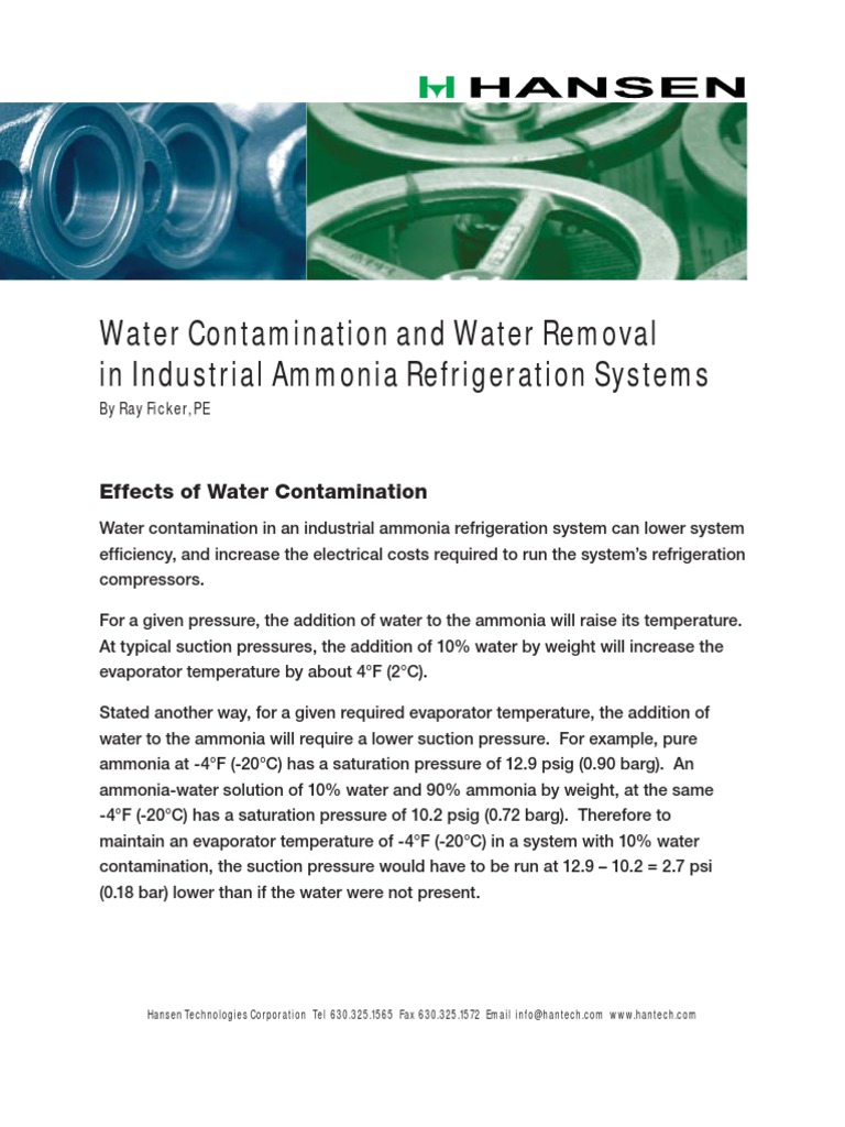 Removal of Water From Industrial Ammonia Systems | Download Free PDF ...