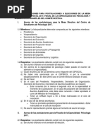 Bases y Condiciones Para Postulaciones a Elecciones de La Mesa Directiva de Cepsicol 2017