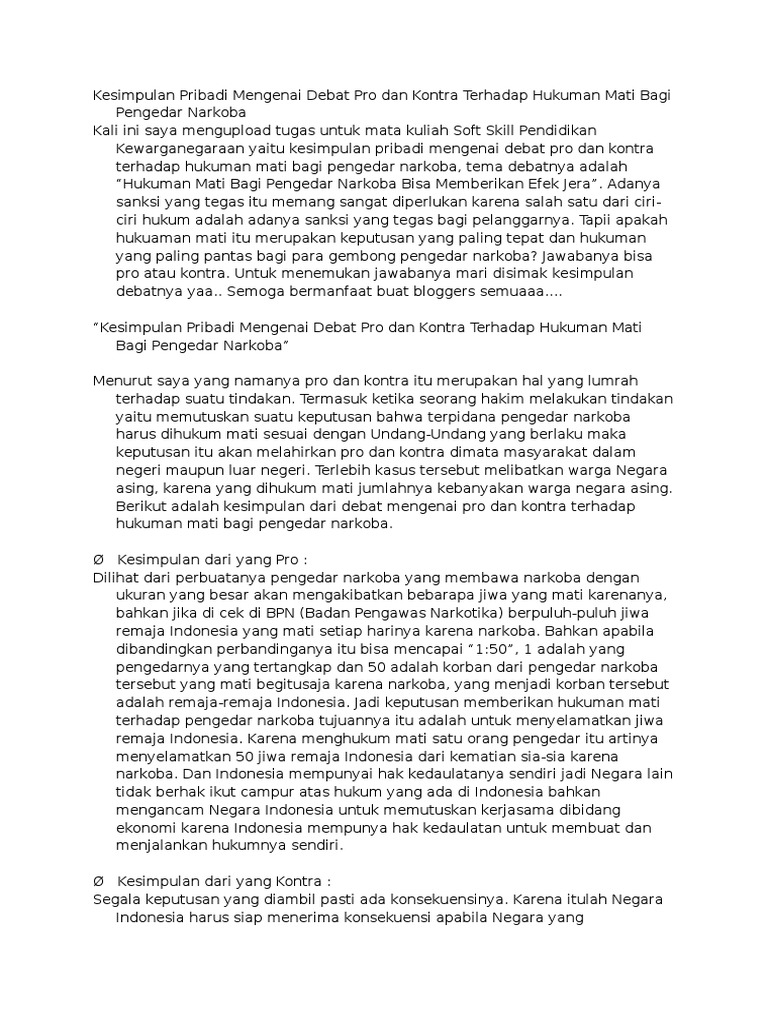 Kesimpulan Pribadi Mengenai Debat Pro Dan Kontra Terhadap ...