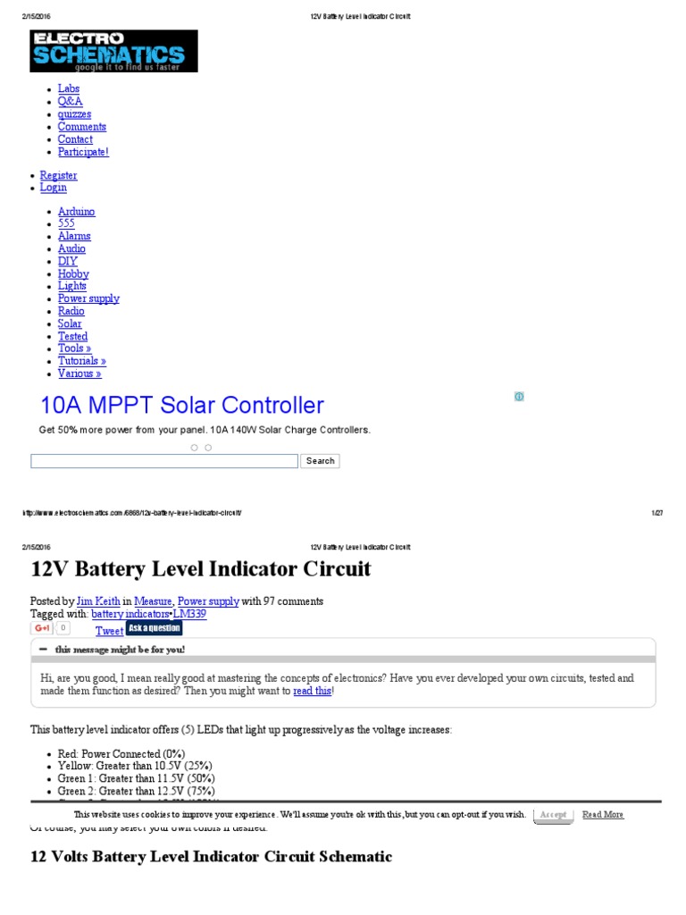 12V Battery Level Indicator Circuit | PDF | Battery Charger | Voltage