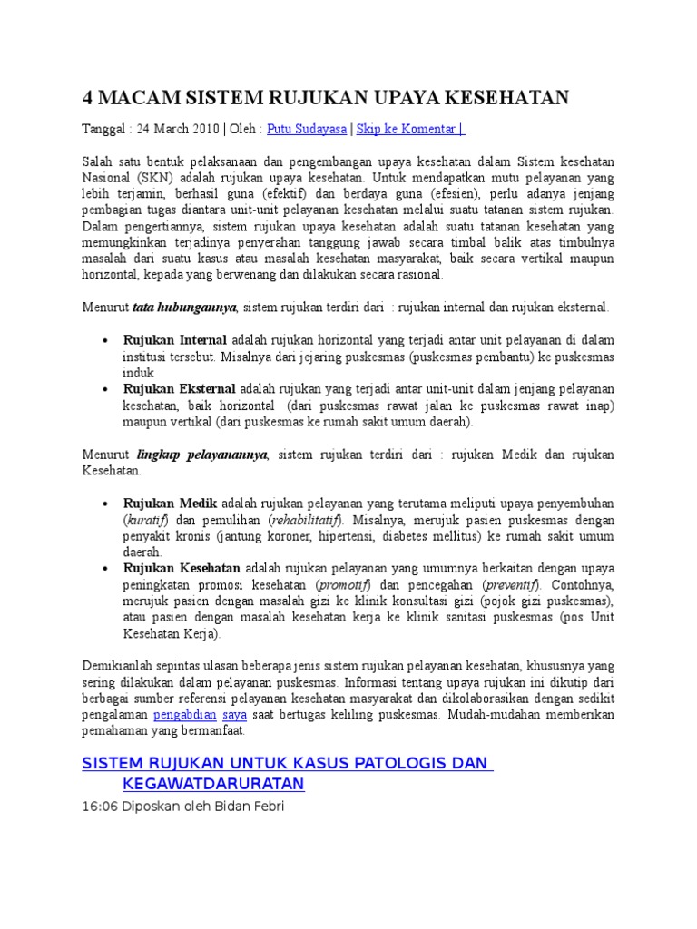 Sistem Rujukan Kesehatan: Jenis dan Proses | PDF