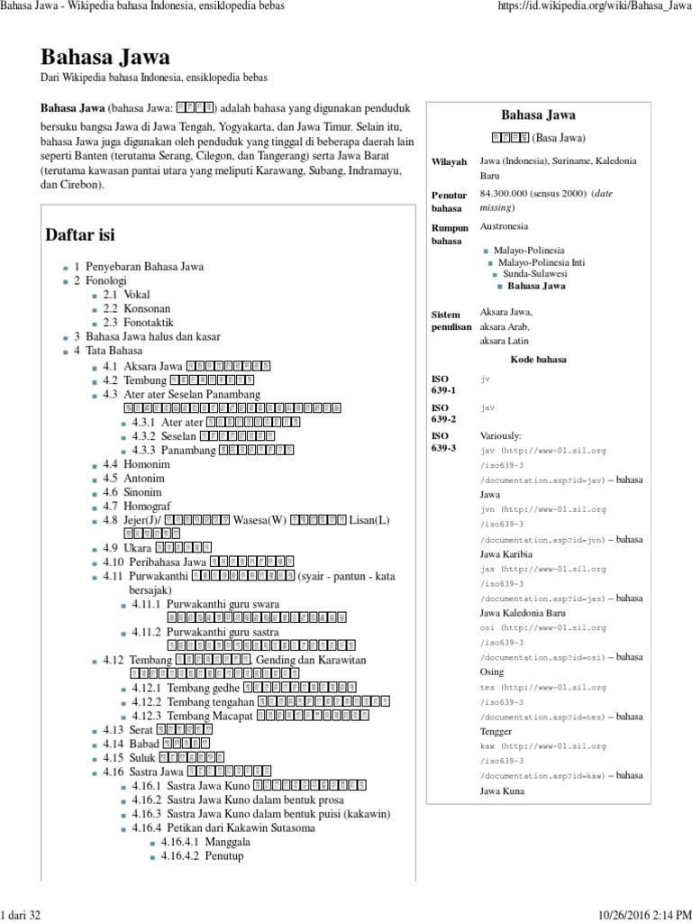 Bahasa Jawa Wikipedia Bahasa Indonesia Ensiklopedia Bebas