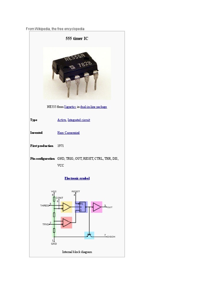 Ic 555 Timer | PDF | Electrical Components | Electrical Engineering