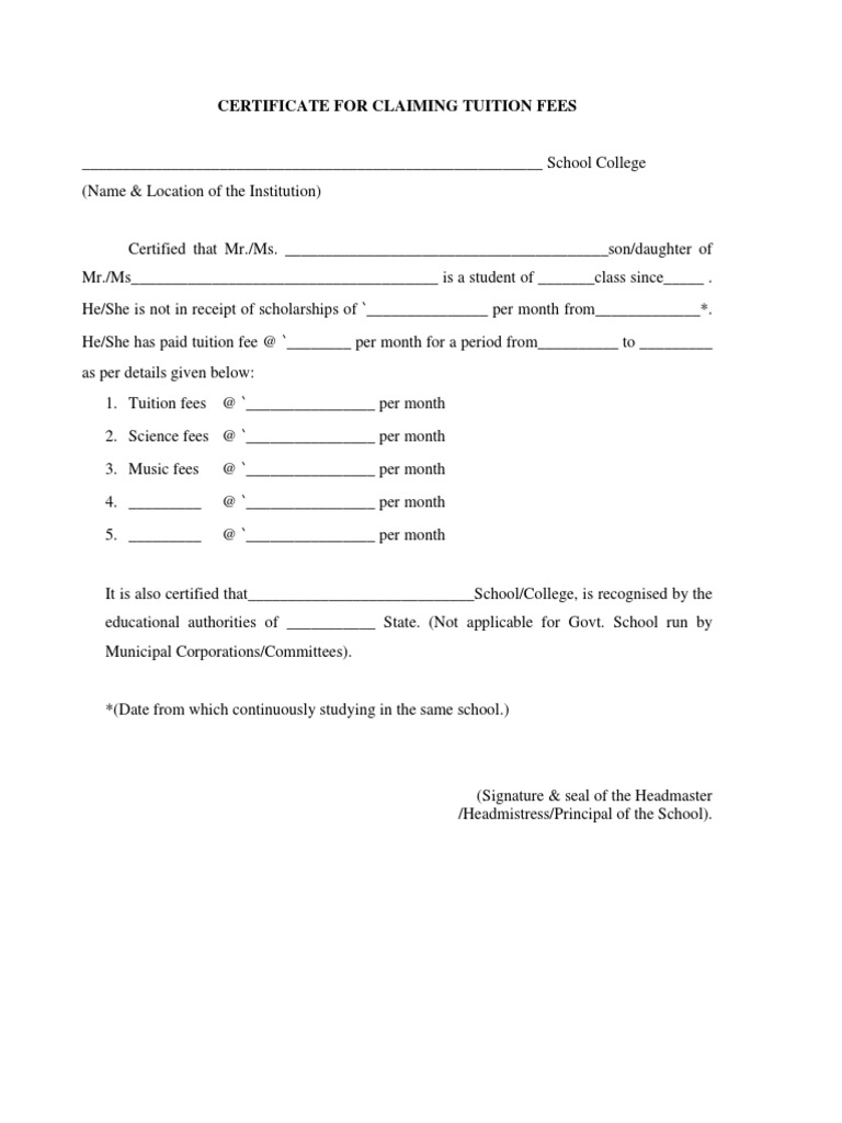 Certificate For Claiming Tuition Fee | PDF | Career & Growth | Business