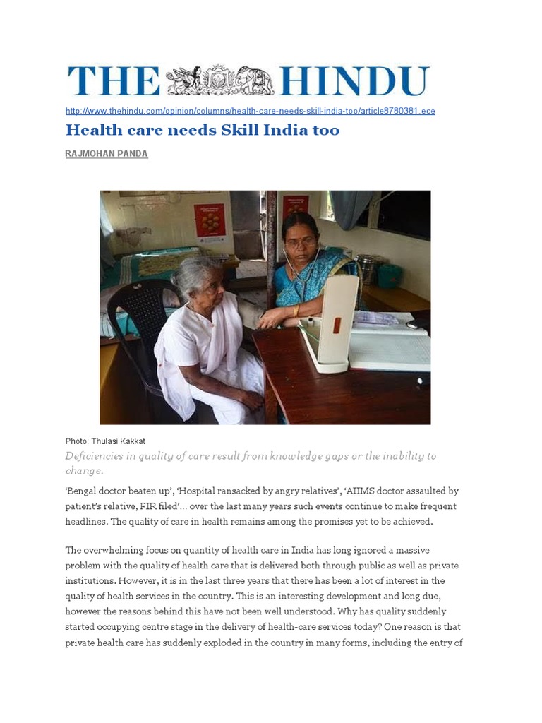 Enhancing Healthcare through Skill India | PDF | Health Care | Patient