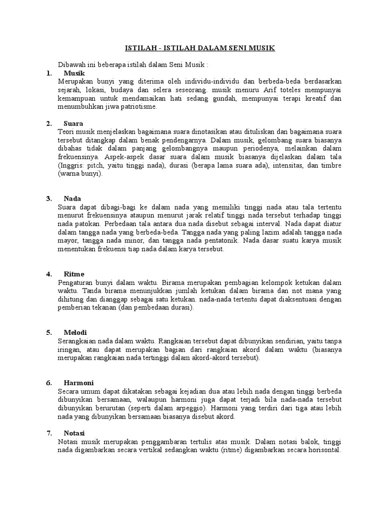 Istilah Dalam Seni Musik