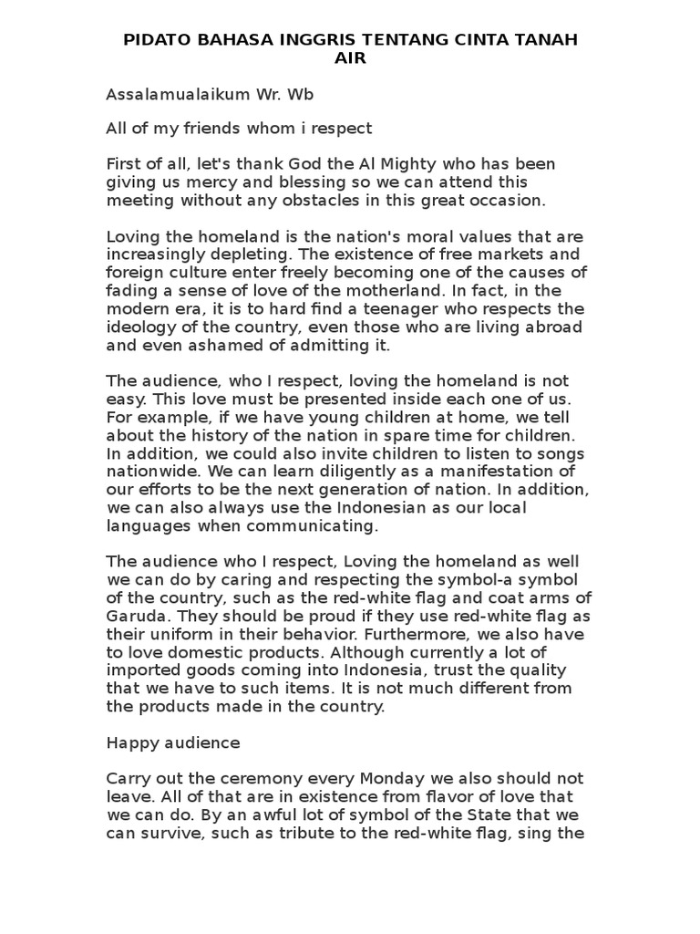 Pidato Bahasa Inggris Tentang Cinta Sekali