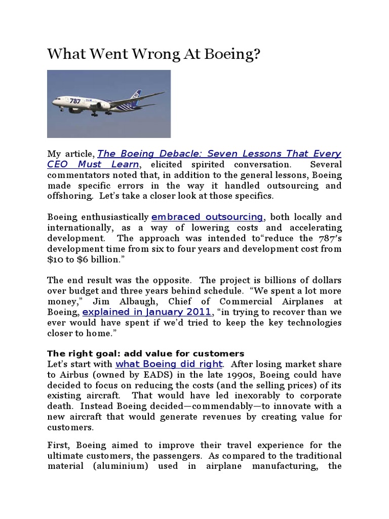 Boeing 787 Outsourcing Failures | PDF | Outsourcing | Offshoring