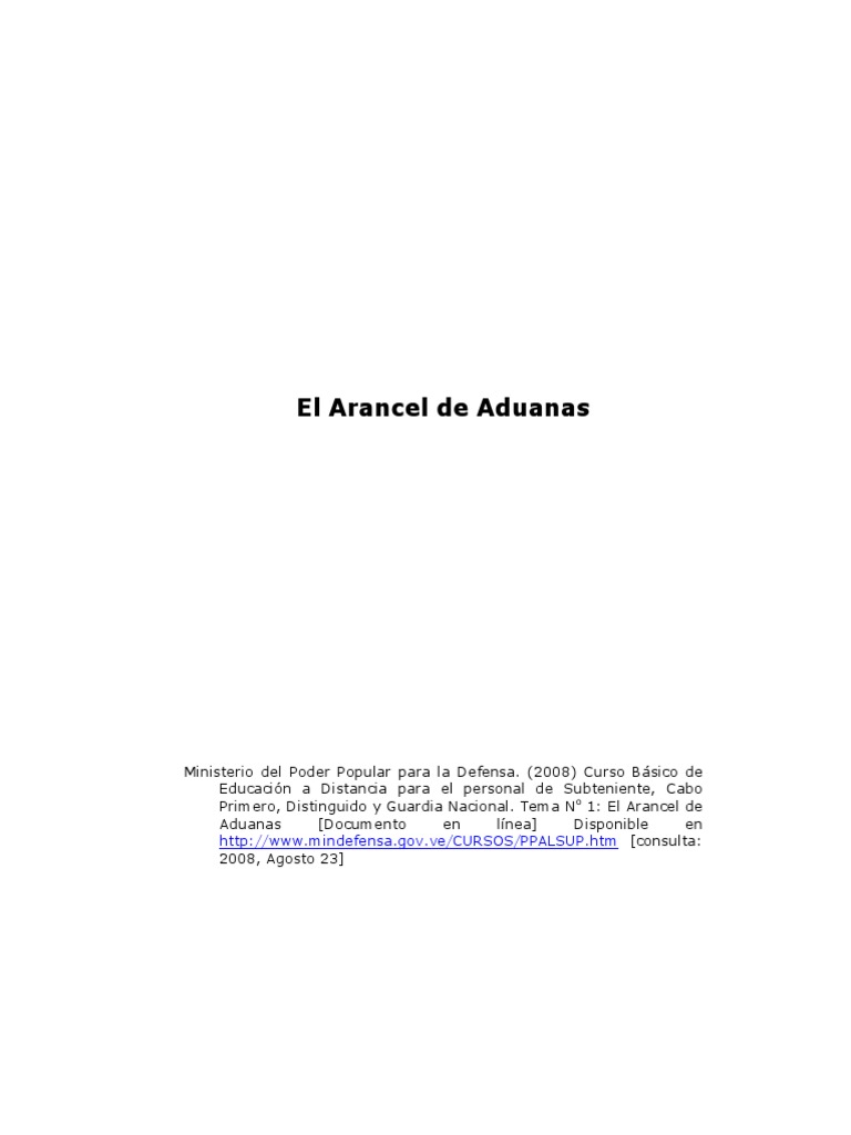 El Arancel de Aduanas | PDF | Arancel | aduana