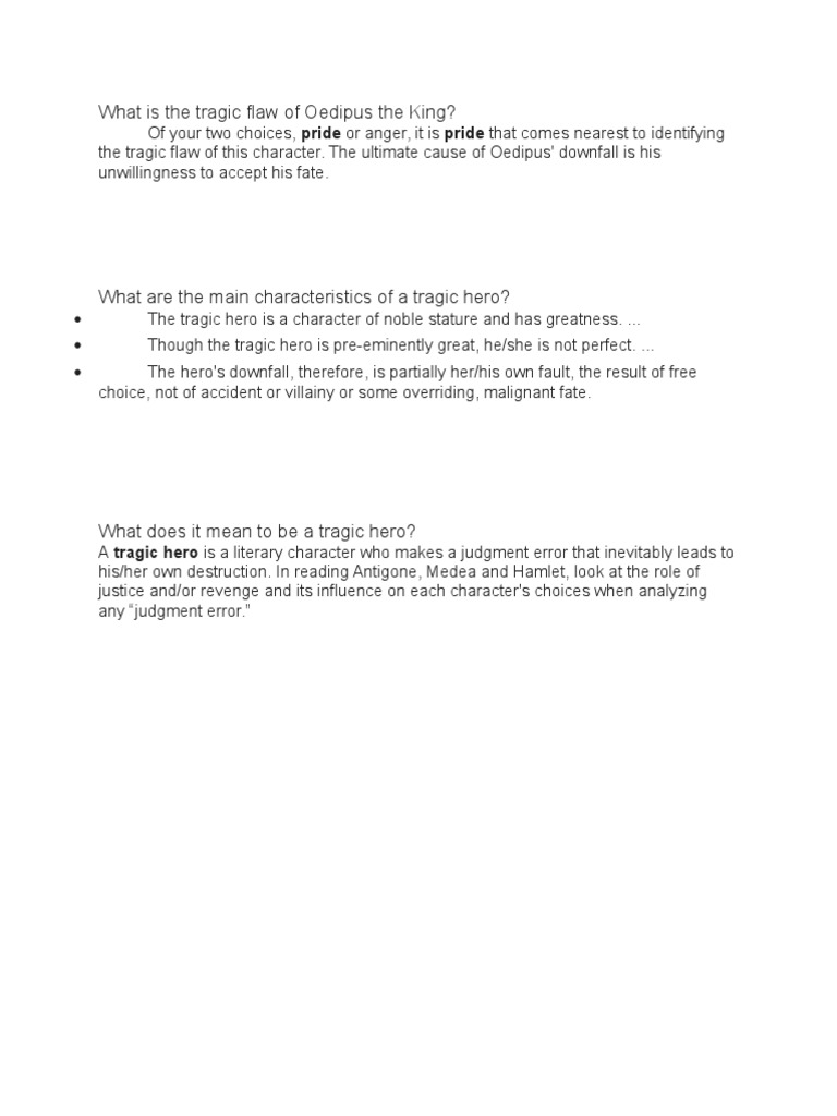 What Is The Tragic Flaw of Oedipus The King | PDF | Tragedy | Hero