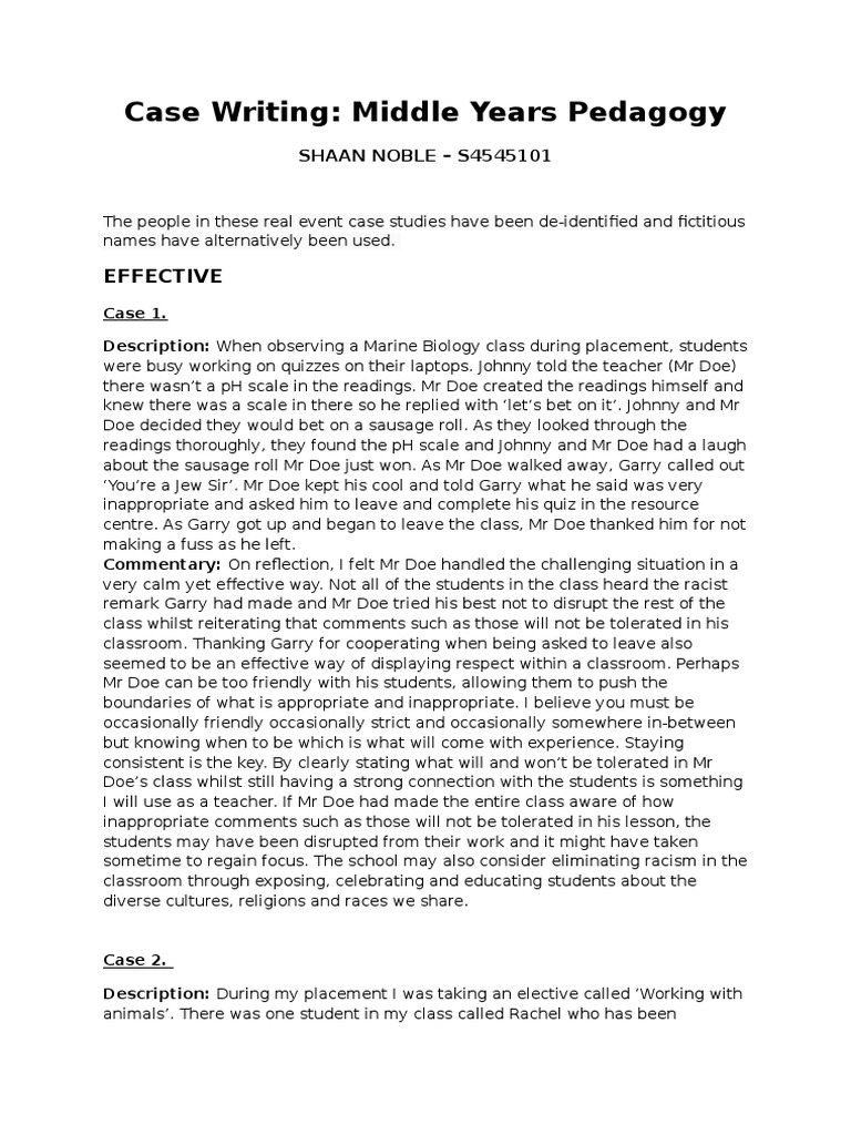 Case Writing - 4 Mini Cases | PDF | Classroom | Teachers