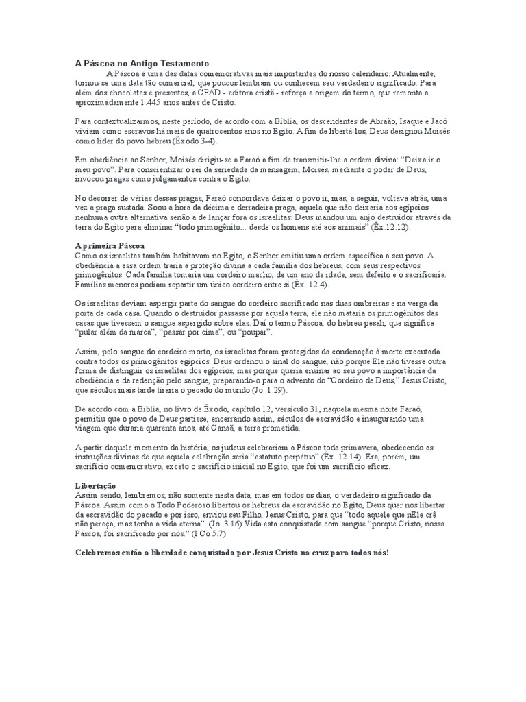 Significado da Páscoa no Antigo Testamento | PDF | Páscoa judaica ...