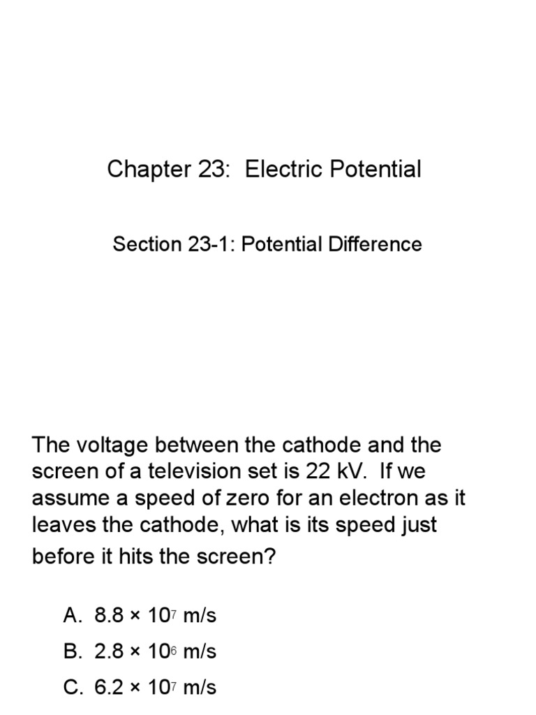 Clicker Chapter 23 Electric Potential | PDF | Atomic Nucleus ...