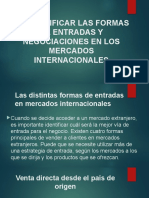 Formas de Entrada y Negociaciones en Los Mercados Internacionales