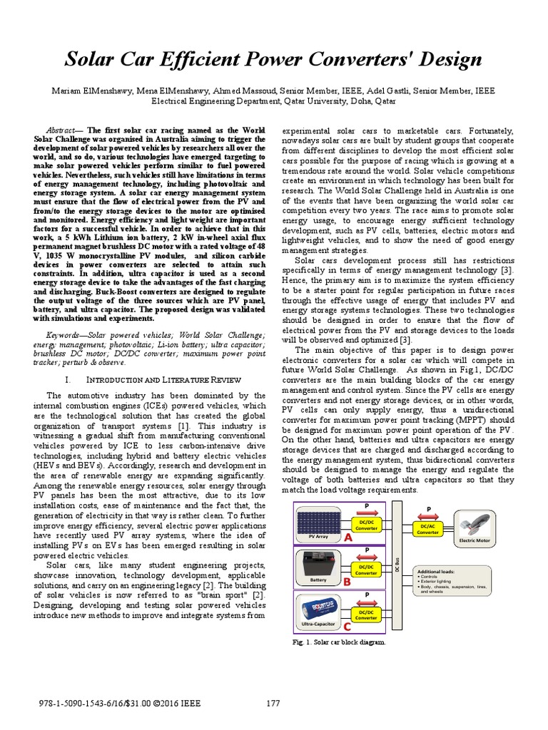 Solar Car Efficiency | PDF | Photovoltaics | Battery (Electricity)