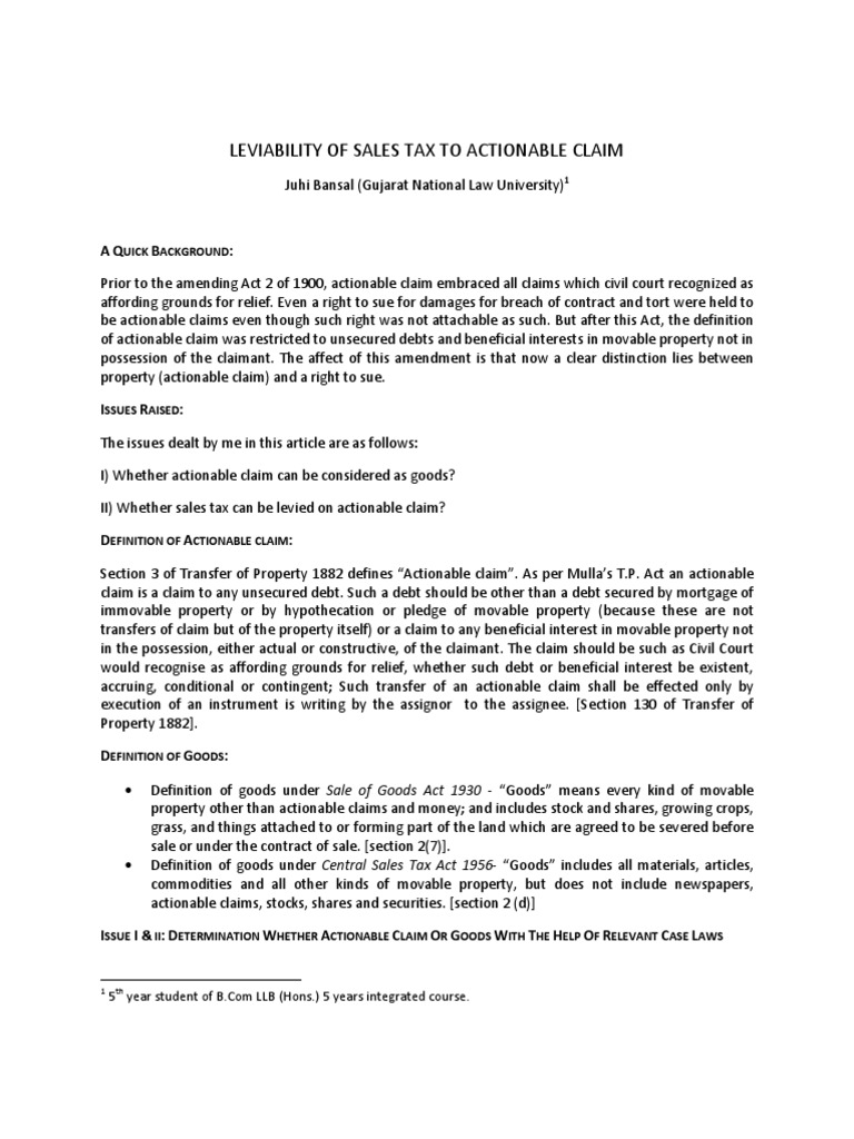 levi-ability-of-sales-tax-to-actionable-claim-pdf-assignment-law
