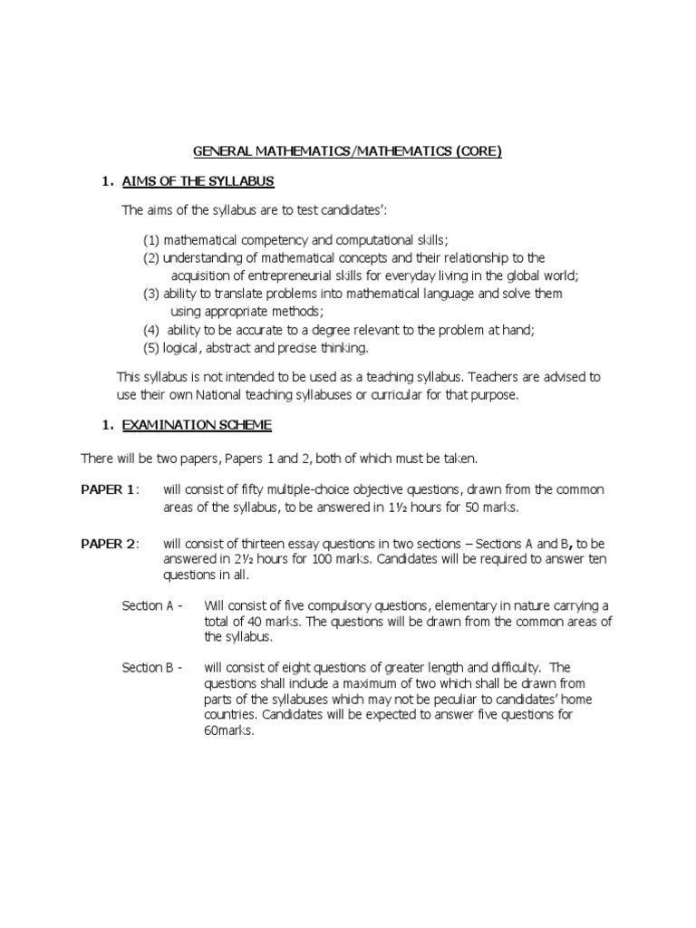 General Mathematics Syllabus Overview | PDF | Quadratic Equation ...