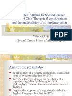 Negotiated Syllabus For Second Chance Schools (SCSS) : Theoretical Considerations and The Practicalities of Its Implementation