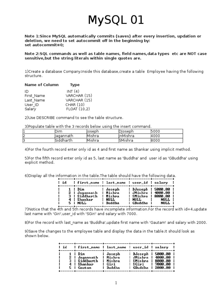 MySQL 01 | PDF | Information Technology | Information Retrieval