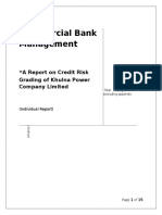 Commercial Bank Management - : A Report On Credit Risk Grading of Khulna Power Company Limited