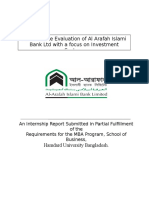 Performance Evaluation of Al Arafah Islami Bank LTD With A Focus On Investment Sectors