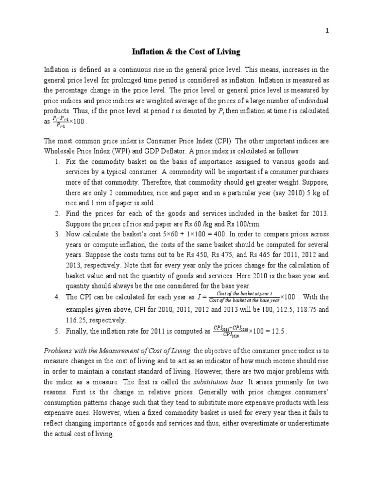 Inflation & The Cost of Living: T P T Is Calculated | PDF | Gdp ...