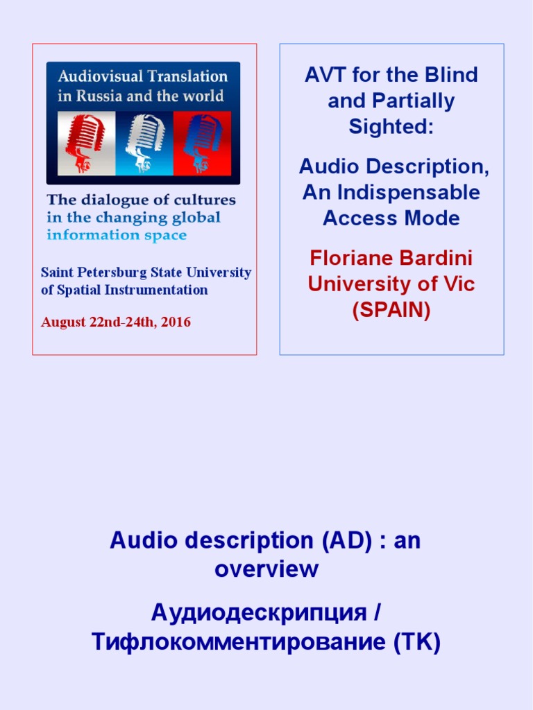 Audio Description Audiovisual Accessibility For The Blind PDF