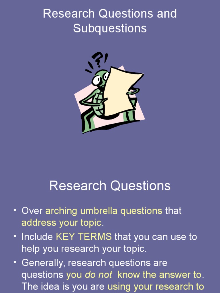 Research Questions and Subquestions Guide | PDF | Physical Education ...