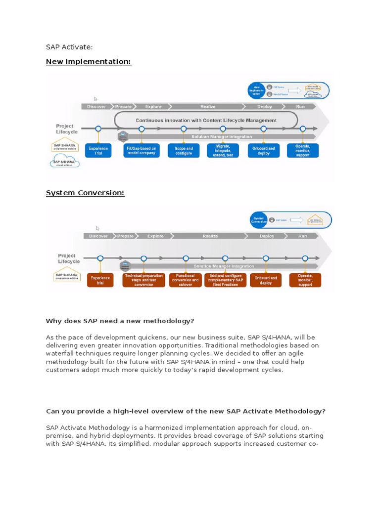 SAP Activate Methodology Overview | PDF | Software Development Process ...