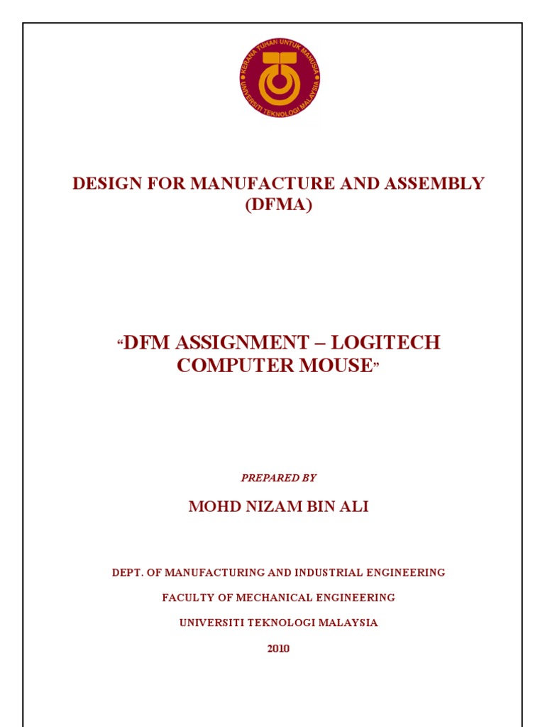 DFMA: Logitech Mouse Design Analysis | PDF | Strength Of Materials | Alloy