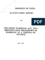 Report No 71 of Law commission for amendment to Hindu Marriage Act, 1955