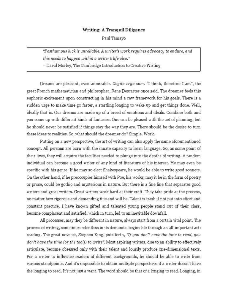 The Art of Tranquil Writing Diligence | PDF | General Fiction