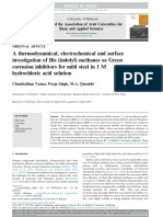 Una investigación termodinámica, electroquímica y la superficie de bis (indolil) metanos como inhibidores de la corrosión del verde para el acero suave en solución de ácido clorhídrico 1 M.pdf