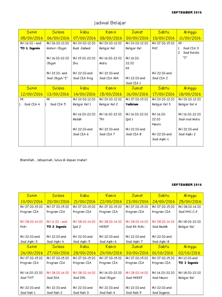 Jadwal Belajar | PDF