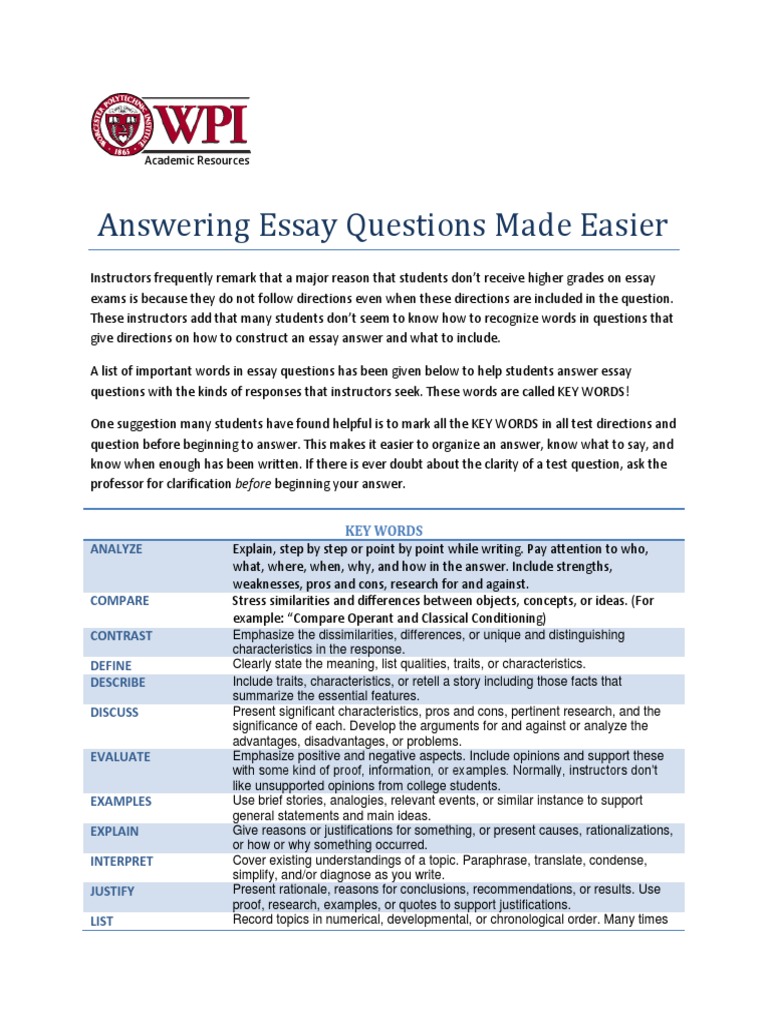 Mastering Essay Exam Keywords | PDF | Argument | Question