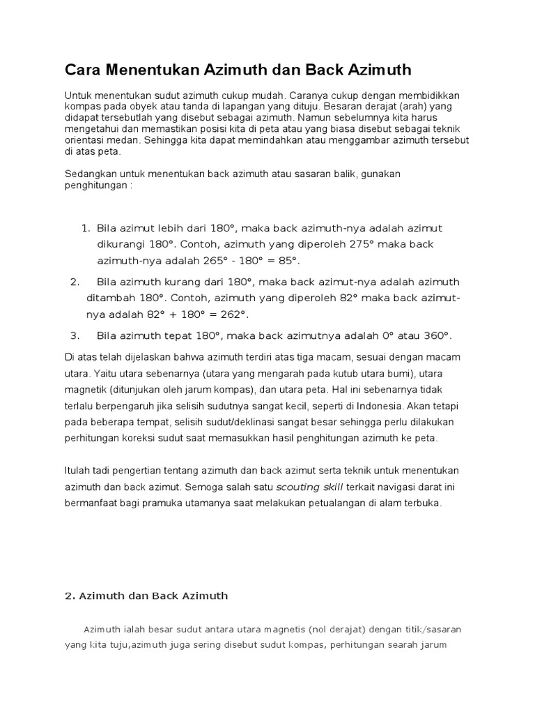 Cara Menentukan Azimuth Dan Back Azimuth PDF