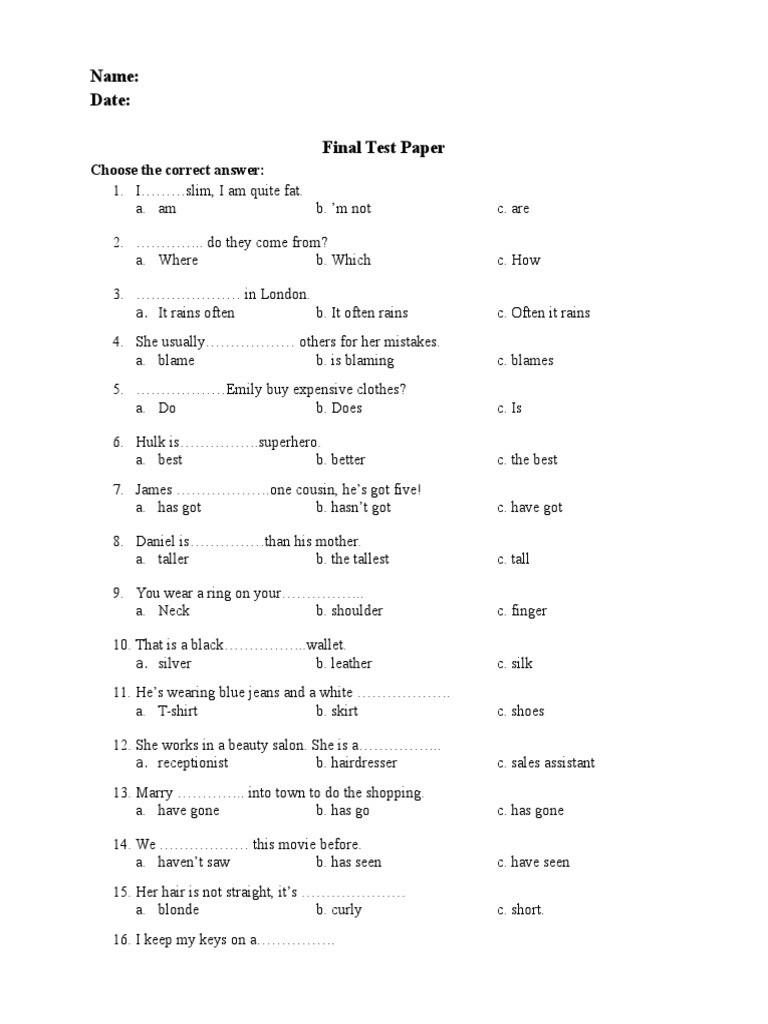 Final Test Paper for September | PDF | Home & Garden | Art