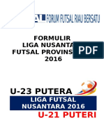 Formulir Liga Futsal Nusantara 2016