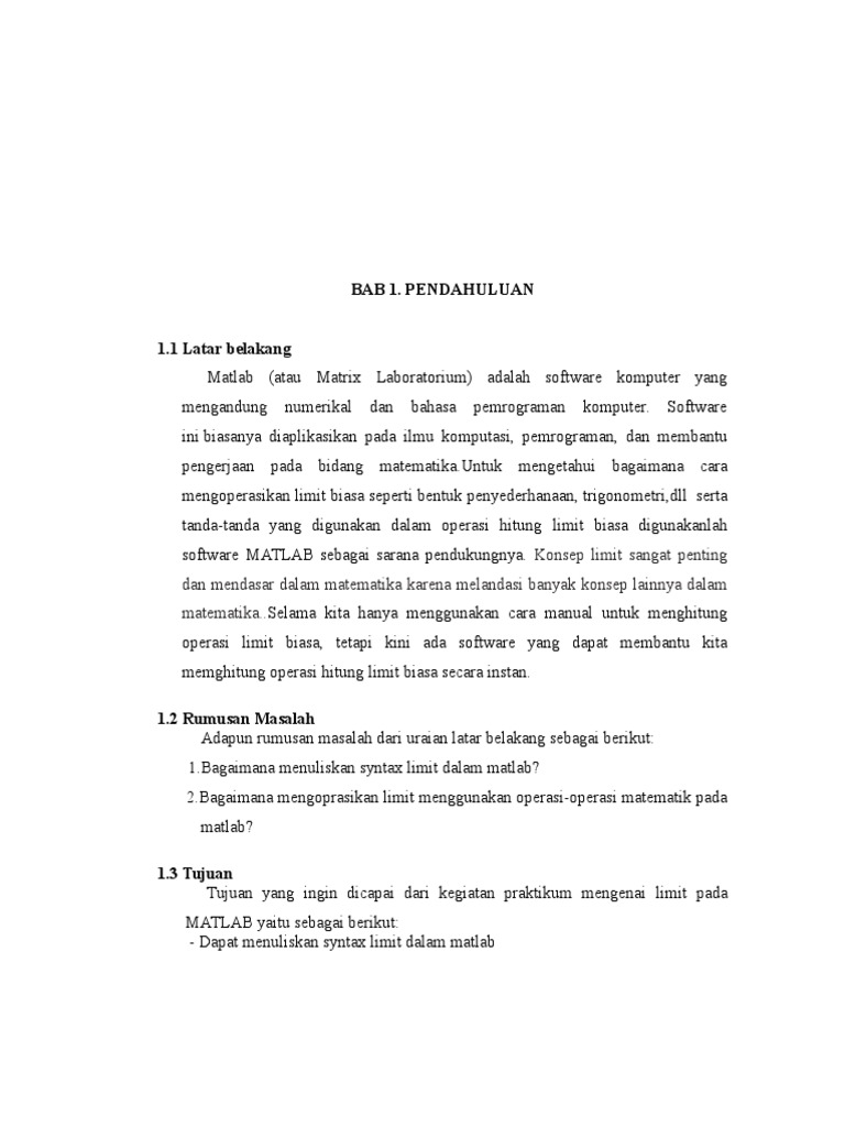 Pengoperasian Limit dengan MATLAB | PDF