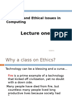 Lecture One: Legal and Ethical Issues in Computing