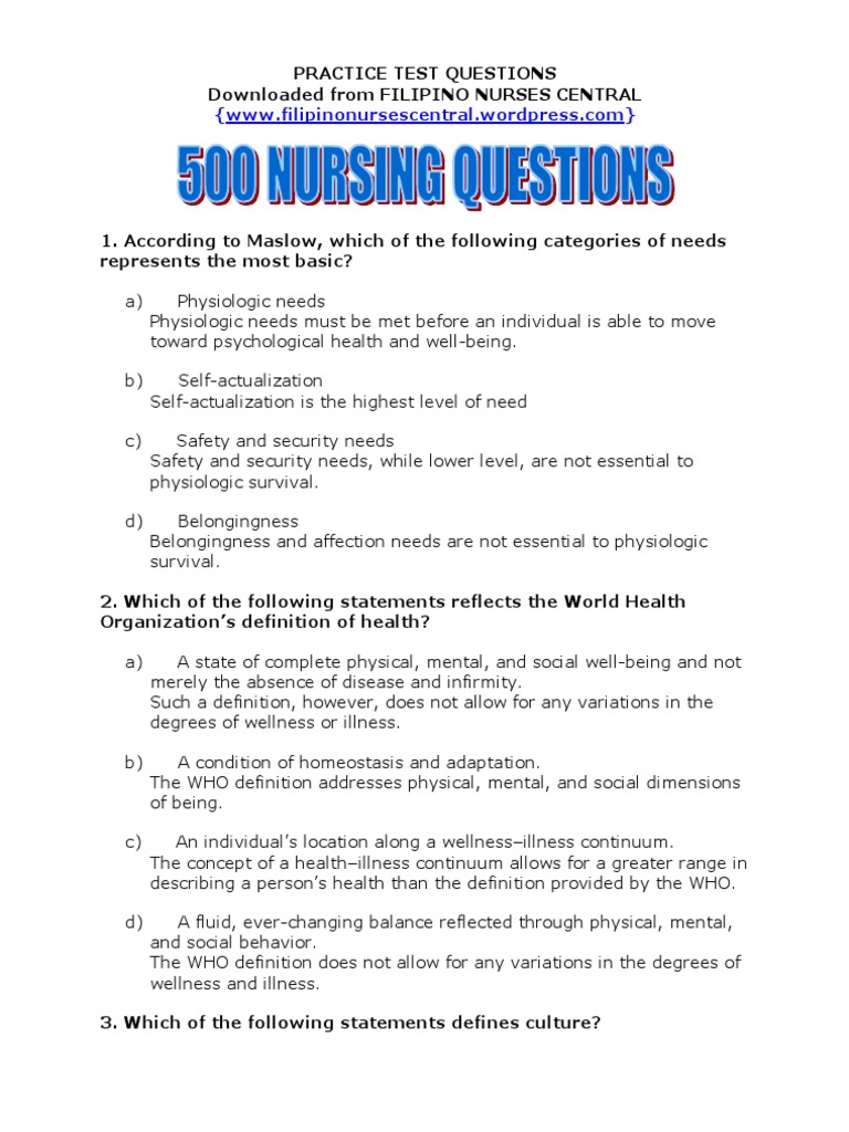 500 Nursing Questions PDF Urinary Incontinence Disorder