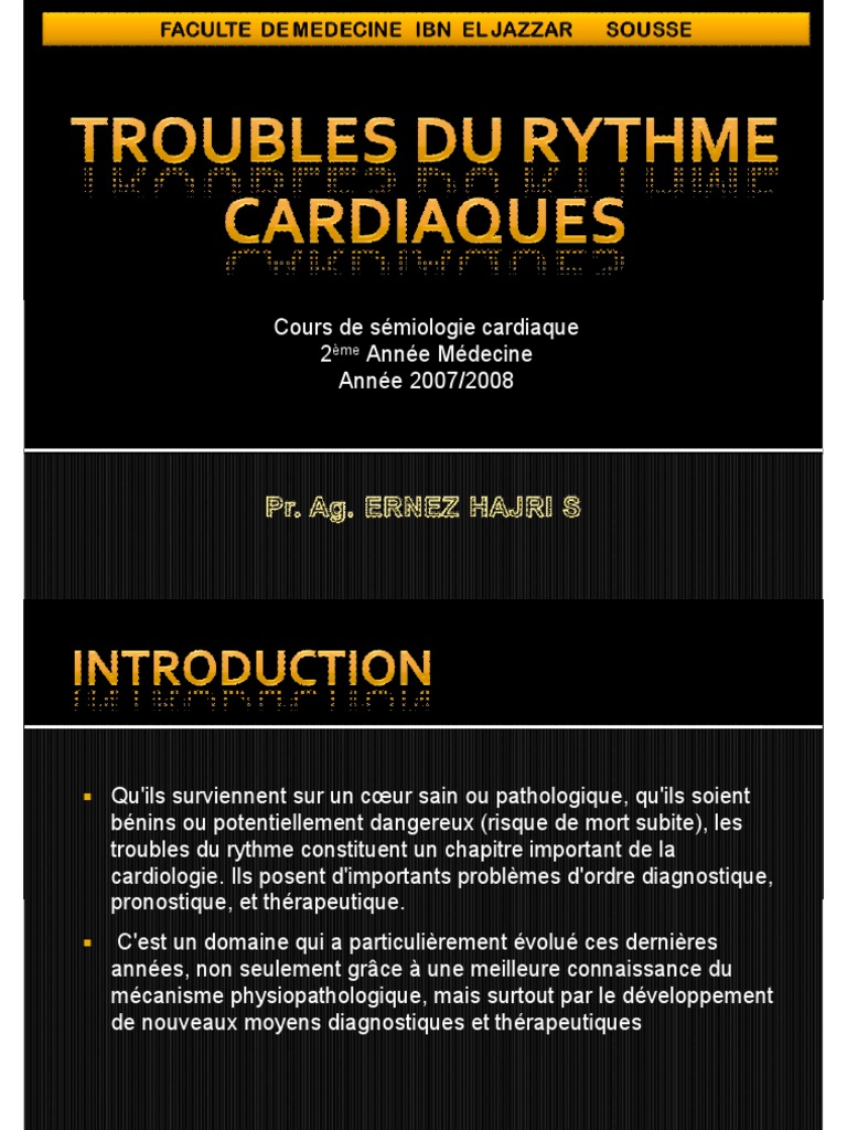 Sémiologie des Troubles du Rythme Cardiaque | PDF ...