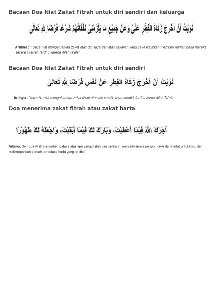 Niat Menerima Zakat Fitrah Celoteh Bijak