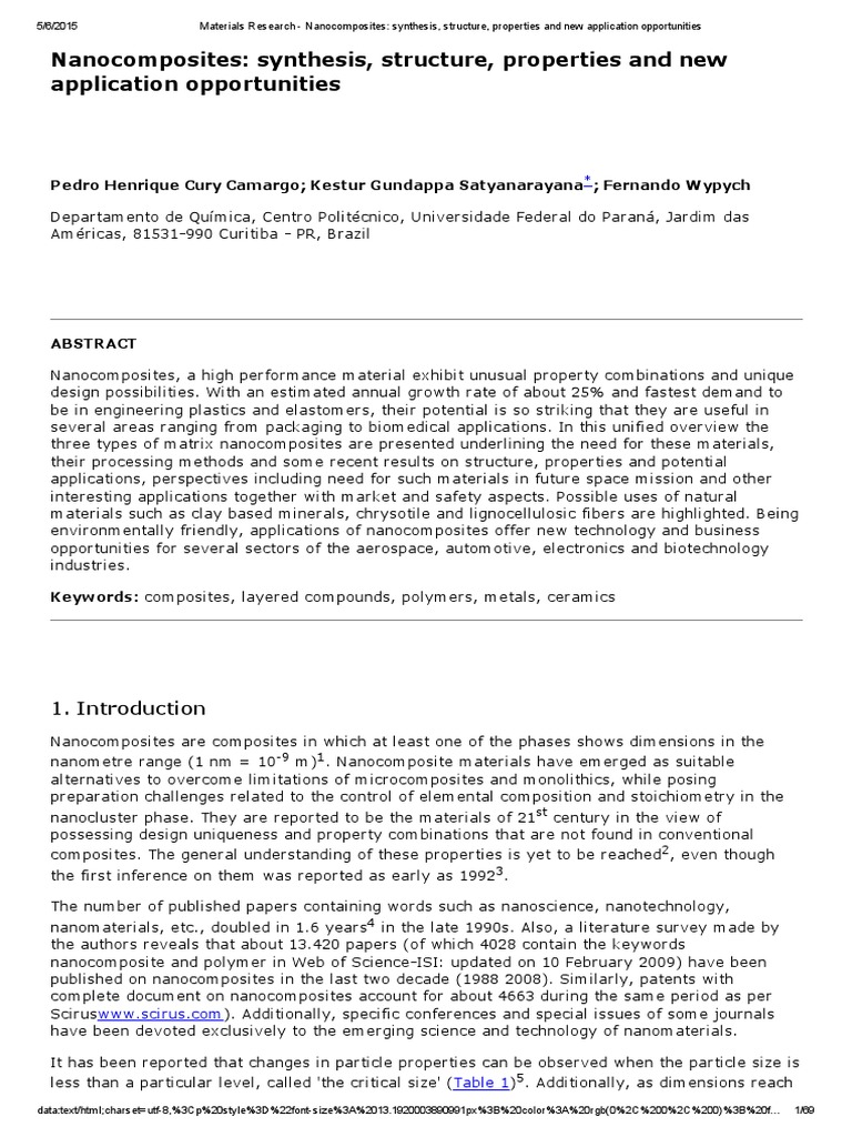 Materials Research - Nanocomposites | PDF | Nanocomposite | Ceramics