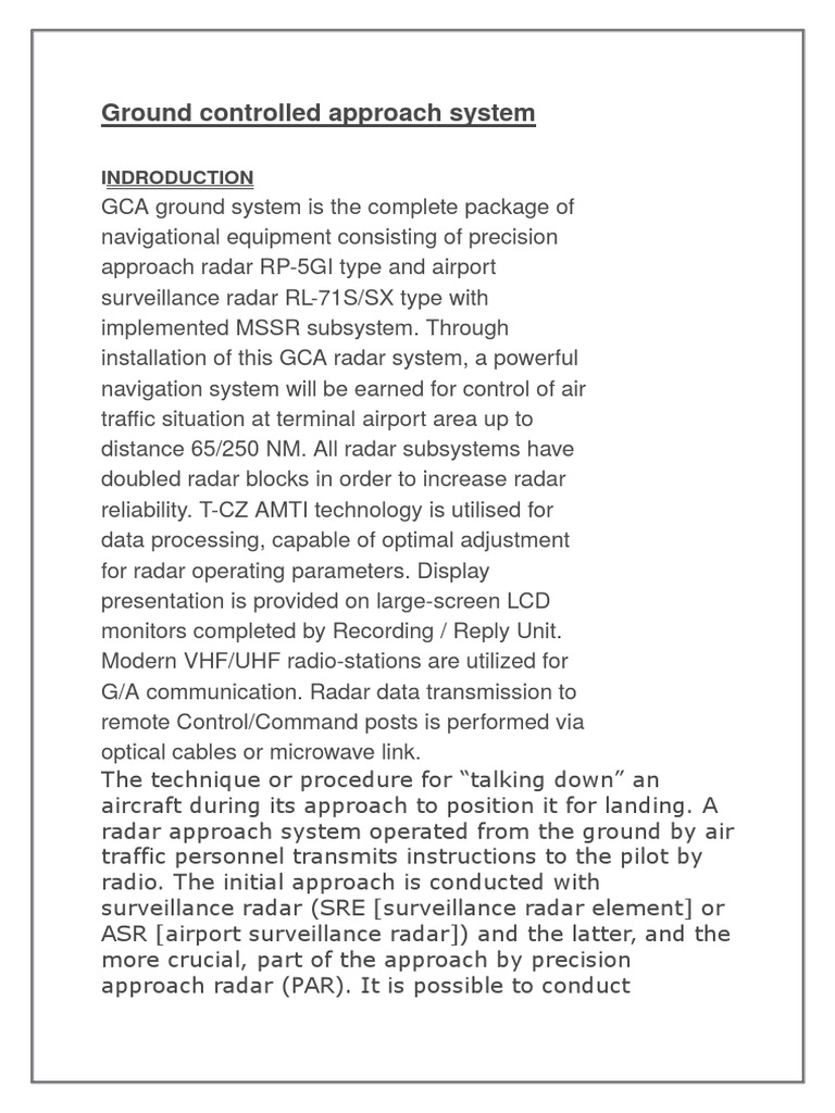 Ground Controlled Approach System PDF