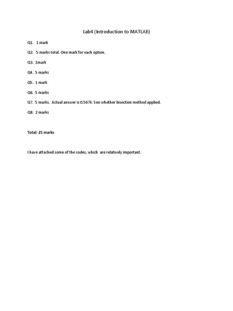 MATLAB Lab 4: Bisection Method Guide | PDF