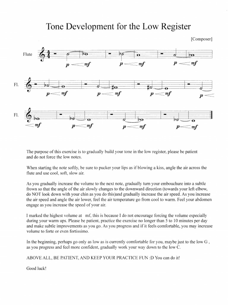 Low Register Tone Development for Flute | PDF | Cooking, Food & Wine ...